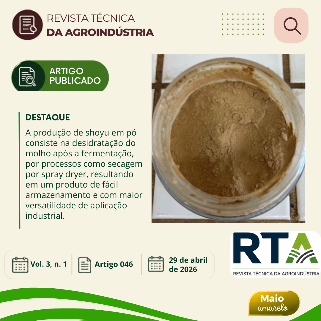 OBTENÇÃO DO SHOYU PÓ ATRAVÉS DE SECAGEM POR SPRAY DRYER